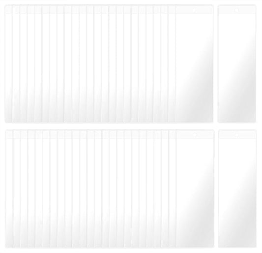 Clear Bookmark Sleeves Penta Angel 50Pcs Plastic Blank Photobooth Frames Vinyl Book Markers Cover Holder with Hole for Students Reading Wedding Valentine’s Gift Party Favor, 6.69x2.28'' (50)