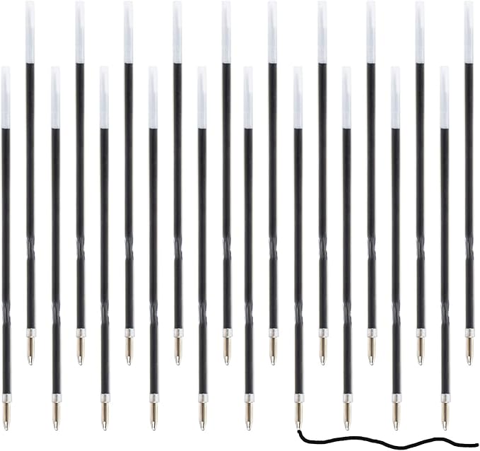 20 Pieces Ballpoint Pen Refills Black Ink 1.0mm Medium Point Smooth Writing Pen Refills Replacement Gel Ink Refills for Retractable Ballpoint Pen School Office Supplies