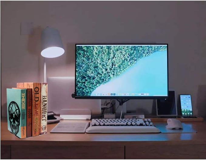 Metal Skull Design Black Bookend - Heavy-Duty Bookends for Shelves, Skull Book Ends for Heavy Books, Book Shelf Holder Home Office Decorative Desktop Organizer (2 Pair)