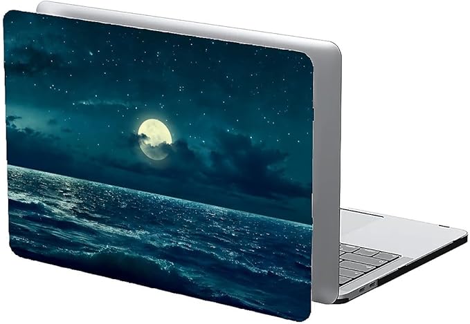 Compatible with 13.3 Inch MacBook Retina A1425/A1502, Night Sea Beach Moon Ocean Landscape Hard Plastic Shell Cover Case