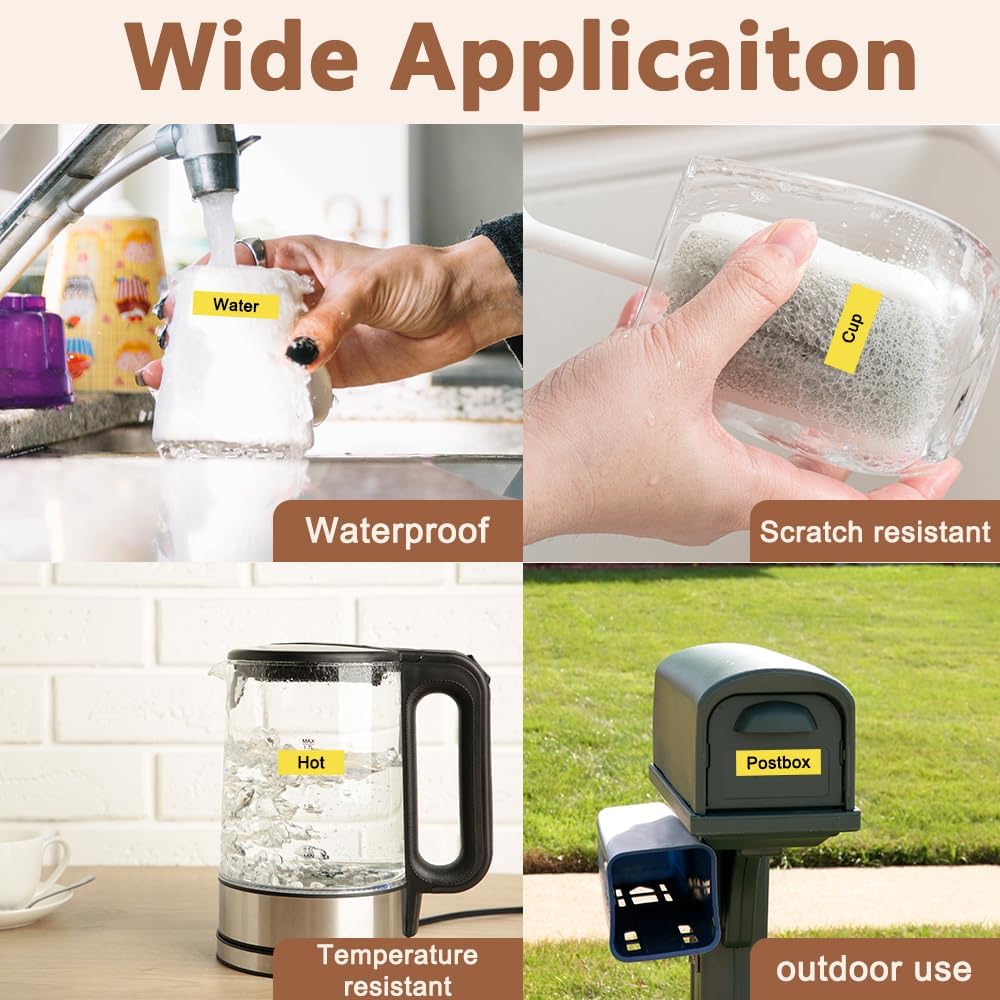 Hehua Tape Tze Tz 18mm 0.7 Laminated Yellow Compatible for Brother P-Touch TZe-641 TZe641 TZ641 TZ641 Tape for Ptouch PT D400 D600 D610 P710bt, 3/4'' x 26.2ft Black on Yellow, 3 Pack