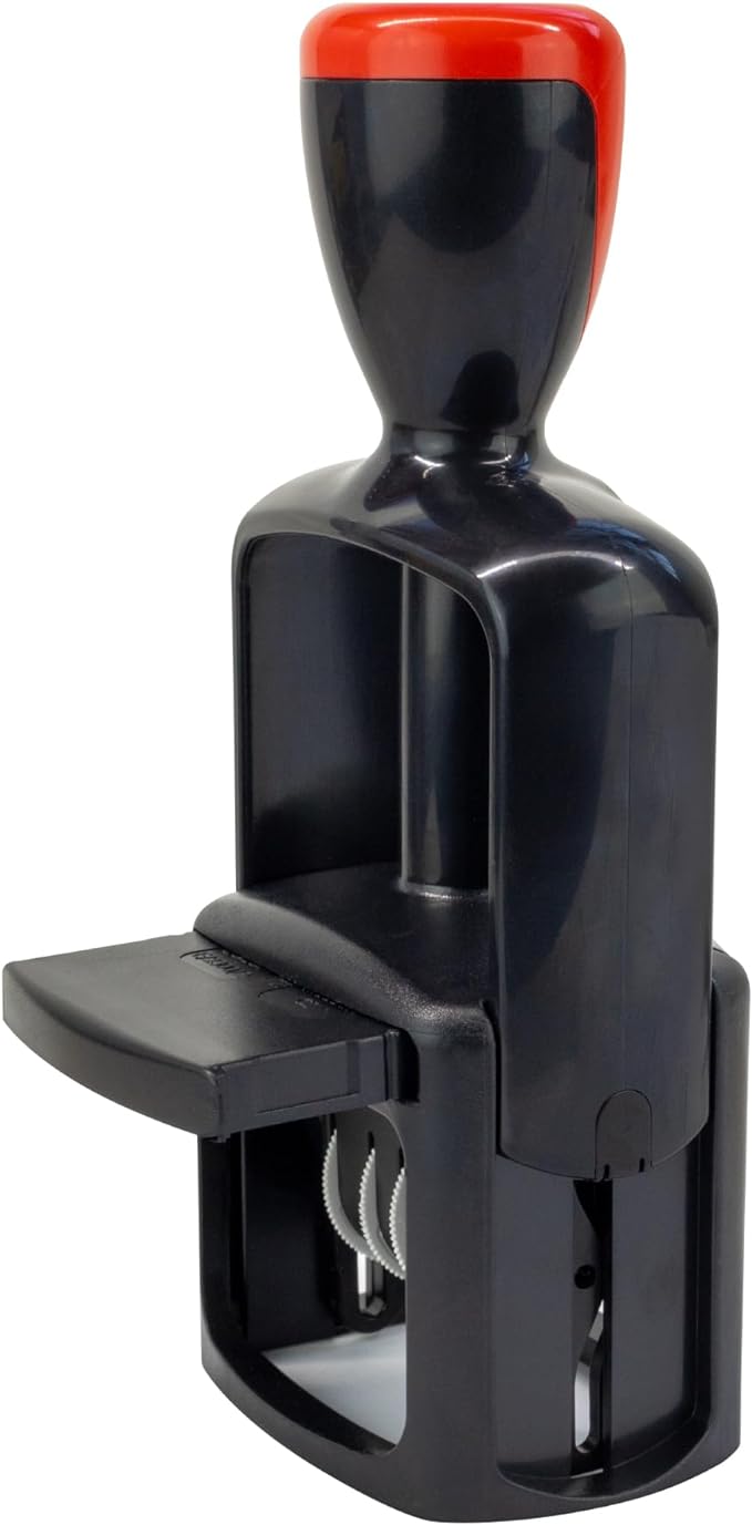 Self-Inking Rubber Date Office Stamp with Faxed Phrase - Black Ink - 12-Year Band