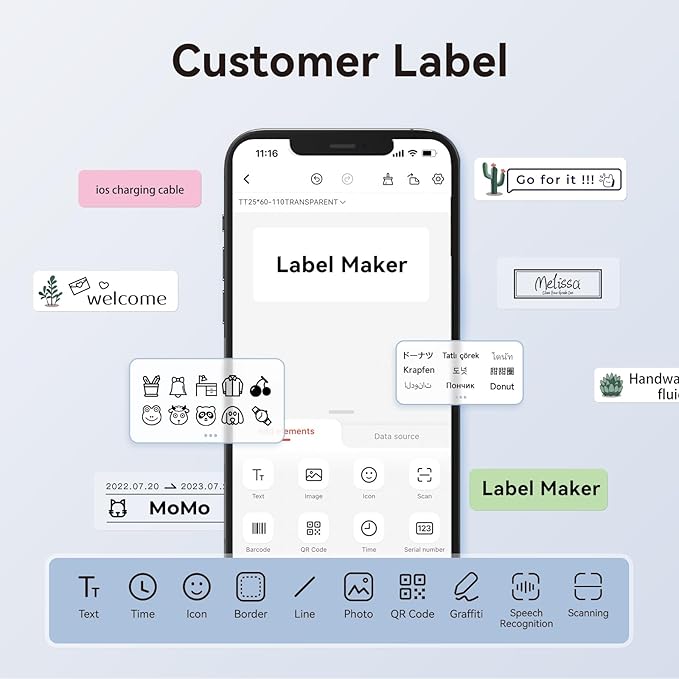 NIIMBOT Label Maker Tape for D11/D110/D101 Label Maker, 12 x 22 mm (0.47'' x 0.87'')-260 Tapes/Roll for Home Office Labeling Tape Replacement, White