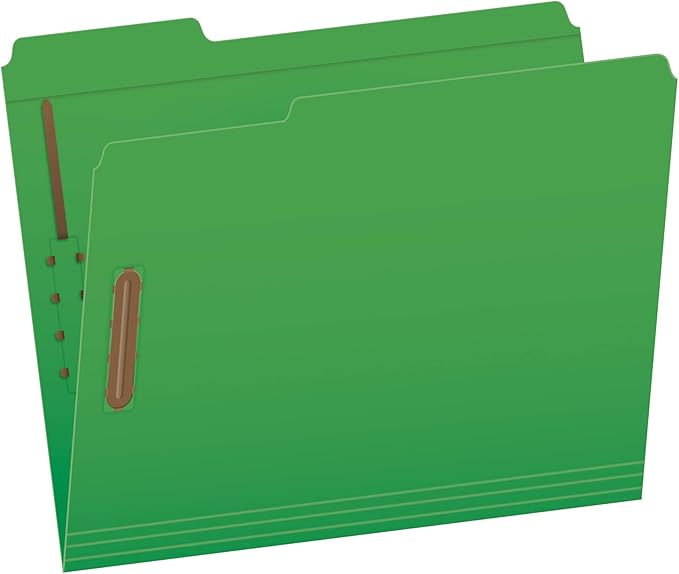 Pendaflex Fastener Folders Letter Size Bundle - Yellow 50pk 1/3 Cut 2 Fasteners (22940) and Green 50pk 2 Fasteners 1/3 Cut Assorted Tab Positions (22140GW)
