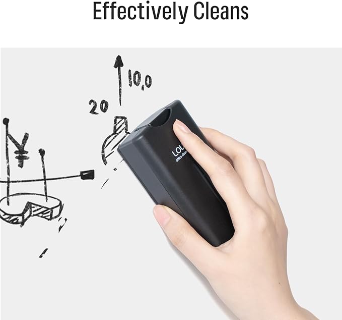 LOUKIN All-in-One Magnetic Dry Erase Eraser (2 Dry Erase Markers Included), Patent Whiteboard Eraser with Whiteboard Cleaner, Glass Board Eraser for Classroom, Home and Office