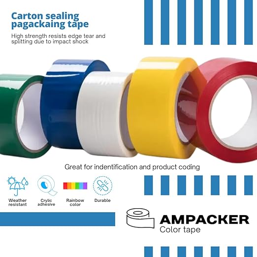 Heavy Duty Packaging Color Tape for Shipping,Packing and Moving 3" Wide x 2.0 Mil Thick -110 Yrd Roll -Acrylic Adhesive Tape for Box Sealing. (4 Rolls, Black, 3" Wide x 110 yds)