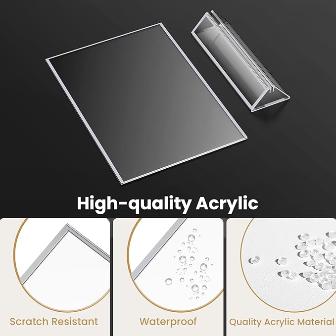 8.5X11 Sliver Frames Acrylic Sign Holder Double-Sided Sliver Picture Frames for Menu Holder Wedding Table Number Holder Christmas Photo Frames with Removable Sticky Dots -6 Pack