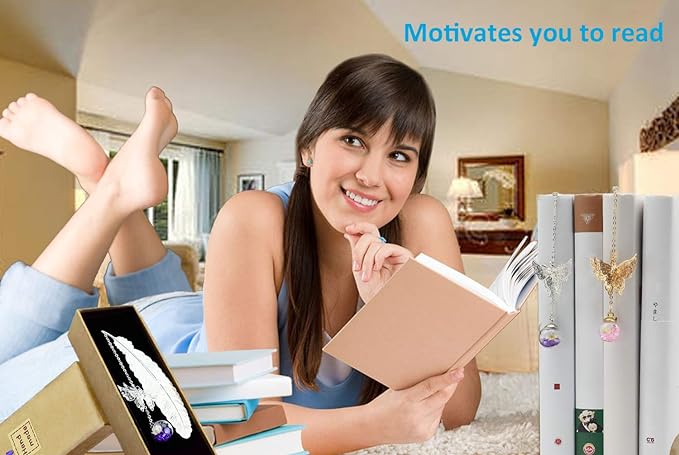 Vintage-Style Metal Feather Bookmark with Butterfly Pendant Birthday Gifts for Teachers Women Mothers Day Valentine's Day Christmas Teacher Gifts for Women Mom Lady Librarian Readers Book Lover