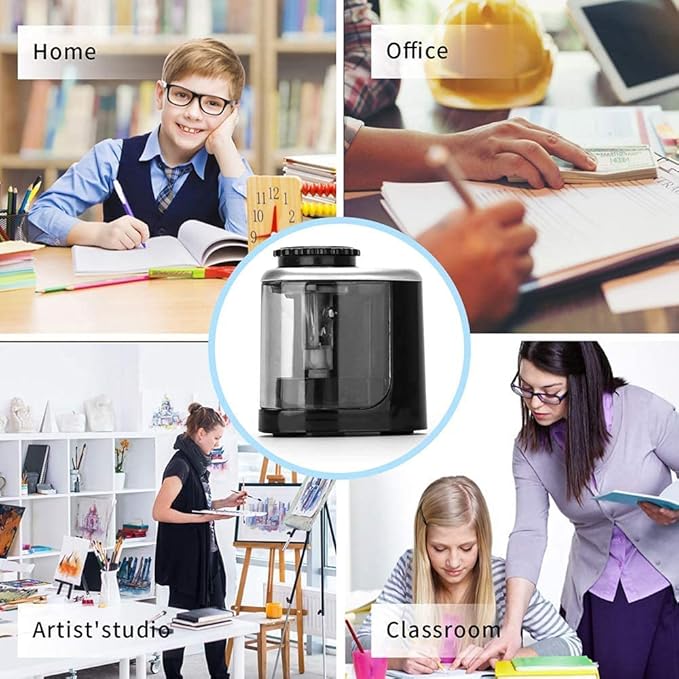 Pencil Sharpener Electric Pencil Sharpener for Kids, Blade to Fast Sharpen, Suitable for No.2/School/Classroom/Office/Home (Black)