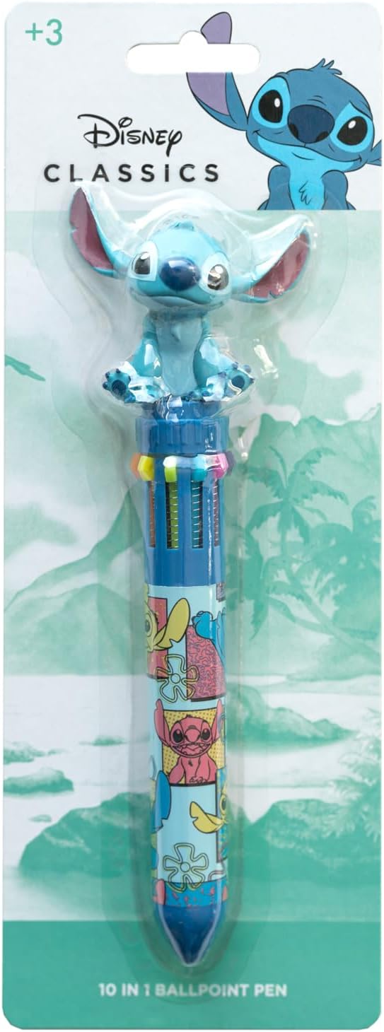 Grupo Erik Stitch Pen - Disney | 10 In 1 Ballpoint Pen With 3D Stitch Topper | Disney Pen | Lilo & Stitch Gifts | Stitch Gifts | Disney Gifts | Stitch Disney Gifts