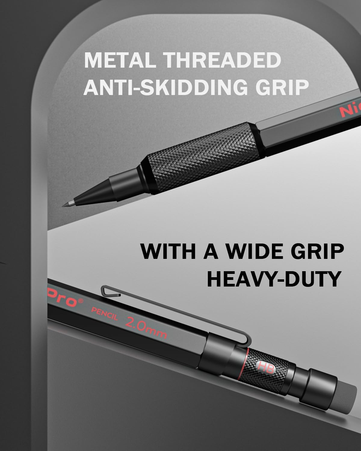 Nicpro 3 Pack 2mm Mechanical Pencils Set with Case, 33 Graphite Lead Refills (4B 2B HB 2H 4H), 36 Colored Lead, Erasers -Weatherproof Metal Barrel, Heavy Duty Carpenter Pencil For Drawing Sketching