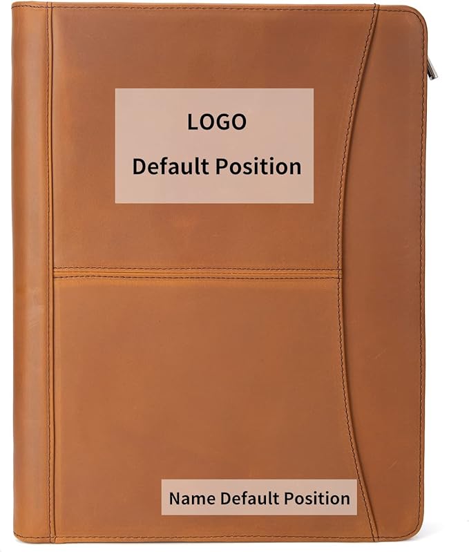 Handmade Crazy-Horse Leather Padfolio Portfolio, Easy to Carry with A Zippered Closure, Business Organizer Tablet Folio Folder with Letter Size Notepad, Gift for Women & Men (Brown, Custom)