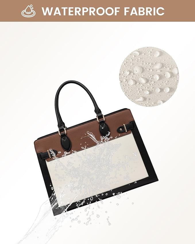 LOVEVOOK Laptop Bag for Women 15.6 Inch Work Tote, Business Computer Briefcase, Waterproof PU Leather Tote Bag for Teacher, Office Shoulder Tote Purse