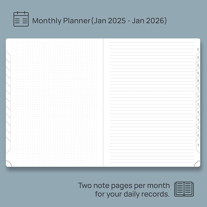 POPRUN 2025 Monthly Calendar 8.5" x 11", Large Writing Space Monthly Planner with PU Leather Soft Cover, Dual Pockets, Monthly Tabs, 100GSM Thick Paper, Sunday Start - Claret