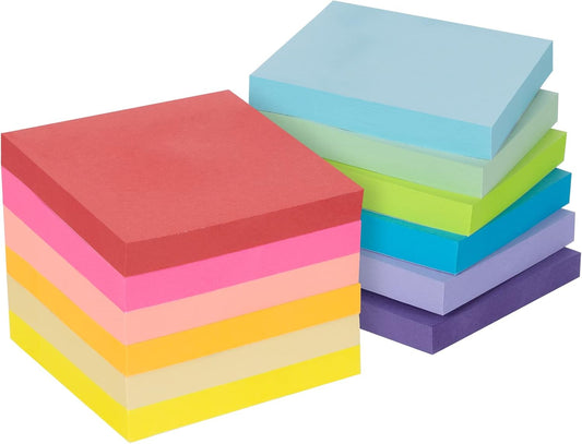 24 Pack Sticky Notes - 3 x 3 Inch Large Memo Pads with 2X Sticking Power,12 Bright Colors Sticky Pads,100 Sheets/Pad - 2400 PCS Super Sticky & Repositionable for Office,Notebook,School,and Daily Use