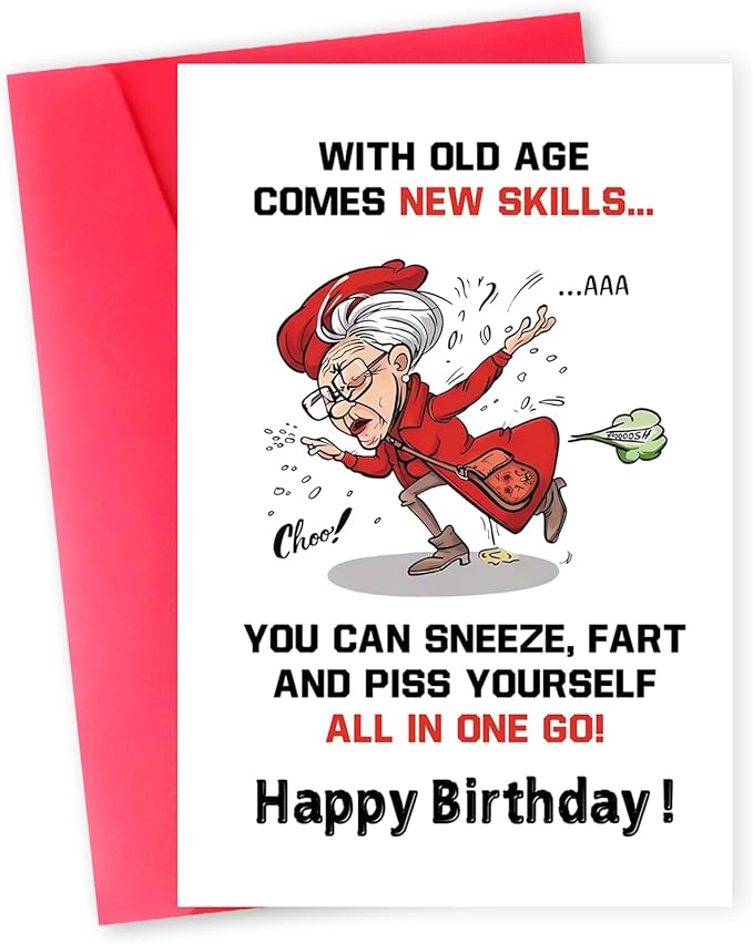 Funny Birthday Gifts for Mature Women，Hilarious Birthday Card for Grandma, Mom，Senior Female Friends，Gag 50th 60th 70th 80th 90th Birthday Card Gift，Humorous Getting Older Card，Aging Gracefully
