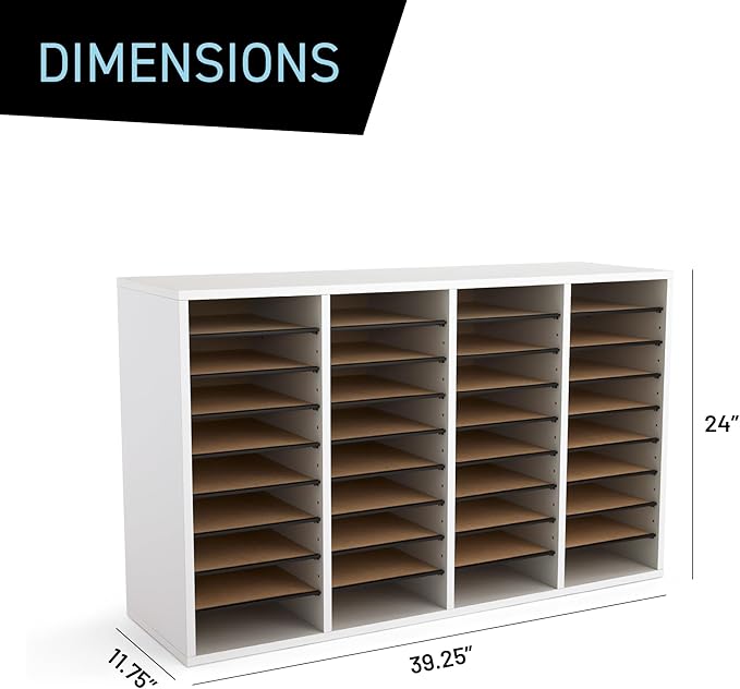 Safco Wooden Paper and Mail Organizer for Home Office and Classroom, Adjustable Shelves and Stackable