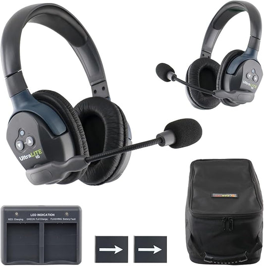 EARTEC UL2D Ultralite-HD 2-Person Full Duplex Wireless Intercom Headset Communication System, Dual Ear Headsets, Up to 1000ft Range, U.S. Company