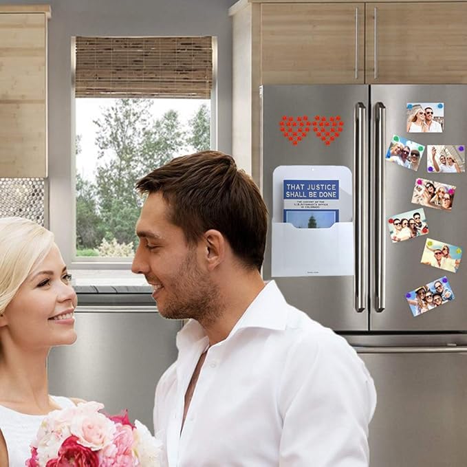 2 Pack Magnetic File Holder - Paper Holder, Pocket Organizer,Hanging Wall File Organizer Office Supplies Storage, Magazine Mail Organizer Case for Notebooks,Planners,Letter (2 Pack)