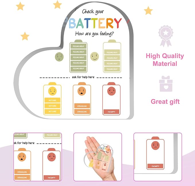 Mental Health Gift, Mental Health Decor, Mindfulness Decor for Therapy Office Acrylic Heart Gift, Mental Health Decorations for Social Worker Classroom School Counseling Therapist Supplies Educational