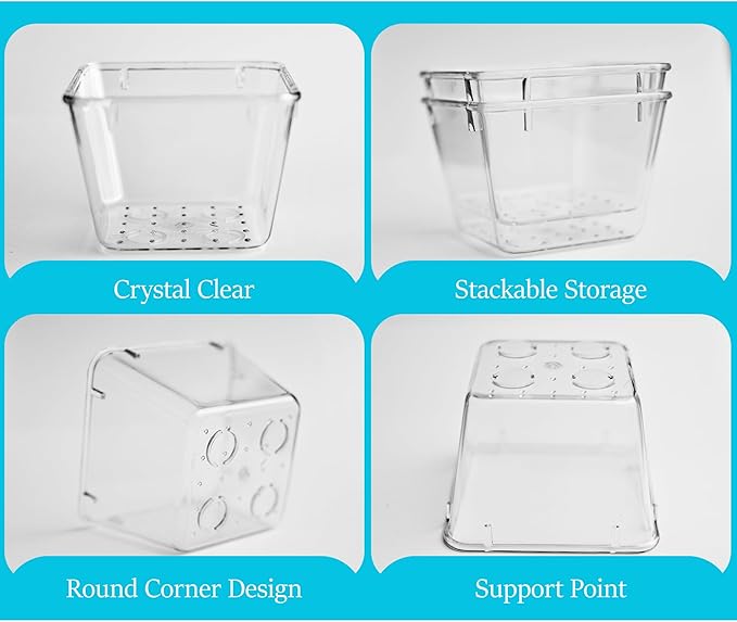 ZMS ZMS Bathroom Organizers and Storage (15 pcs) - 4-Size Multi Compartments Shallow Makeup Drawer Organizer for Kitchen Utensils & Office Accessories | Unbreakable Drawer Trays Bins for Organization