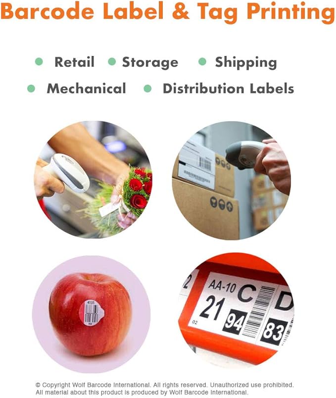 36 Rolls Wolfbarco 4.33" x 243' (110mm x 74m) Black Premium Resin-Enhanced Wax Thermal Transfer Ribbon Compatible with Zebra GC420t, GK420t, GX420t, GX430t, TLP2442, TLP2844, ZD220, ZD4 Printers