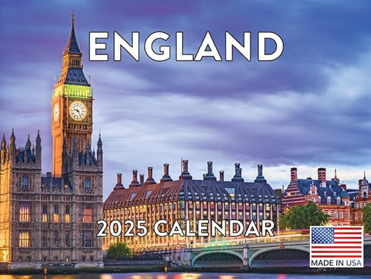 England Calendar 2025 Monthly Wall Calender 12 Month | American Made In The USA