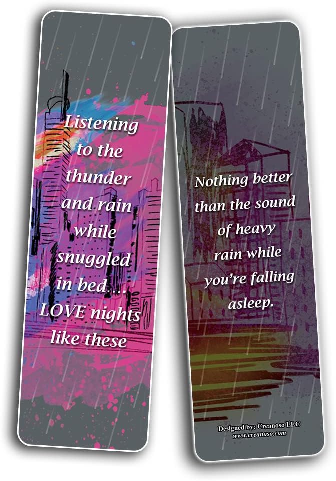 Creanoso I Love The Sound of Thunder in The Rain Quotes Bookmarks (10-Sets x 6 Cards) – Daily Inspirational Card Set – Interesting Book Page Clippers – Great Rewards for Adults and Professionals