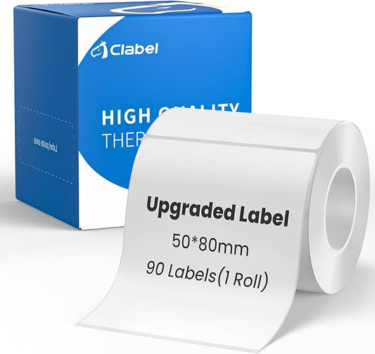 CLABEL Upgrade Thermal Label 6 Roll 1.96" x 3.14" for 221B/220B/230B Label Maker, 50x80mm 90 Sheet Sticker Labels,Waterproof, Oil-Proof, Anti-frictional