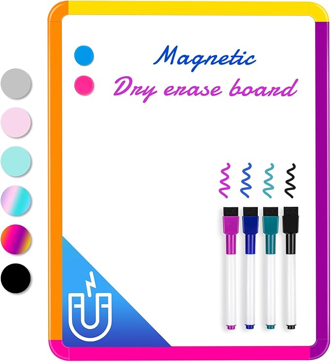VUSIGN Small White Board Dry Erase, 11''x14'' Magnetic Dry Erase Board, Mini Whiteboard with Markers for Kids, Students, Fridge, Wall, Locker
