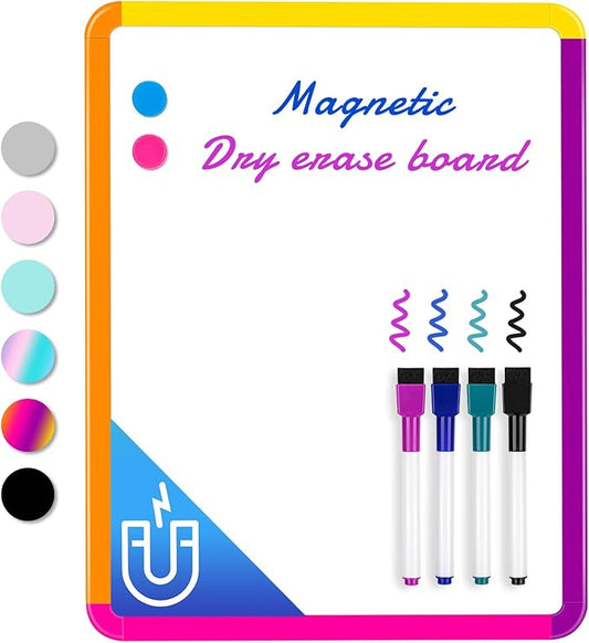 VUSIGN Small White Board Dry Erase, 11''x14'' Magnetic Dry Erase Board, Mini Whiteboard with Markers for Kids, Students, Fridge, Wall, Locker