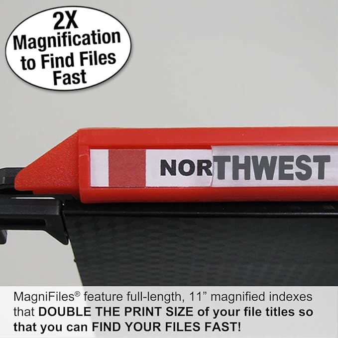 Ultimate Office MagniFile Hanging File Folders V Base Letter Size with 11 inch Magnified Indexes That Double The Size of Your File Titles to Find Files Fast. (Set of 5 Assorted)