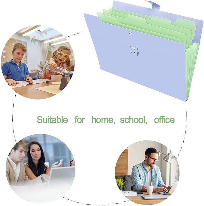 SKYDUE Letter A4 Paper Expanding File Folder Pockets Accordion Document Organizer (Purple)