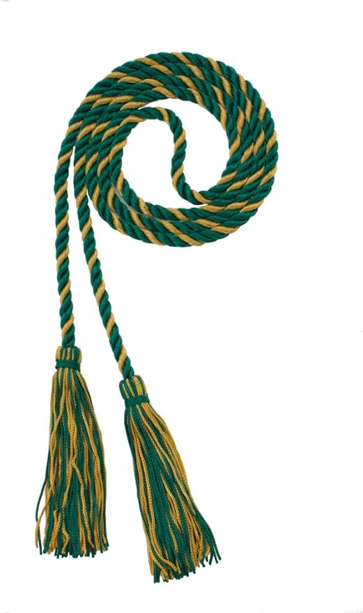 Tassel Depot Graduation Honor Cord - DK Green/Oriental Gold - Every School Color Available - Made in USA