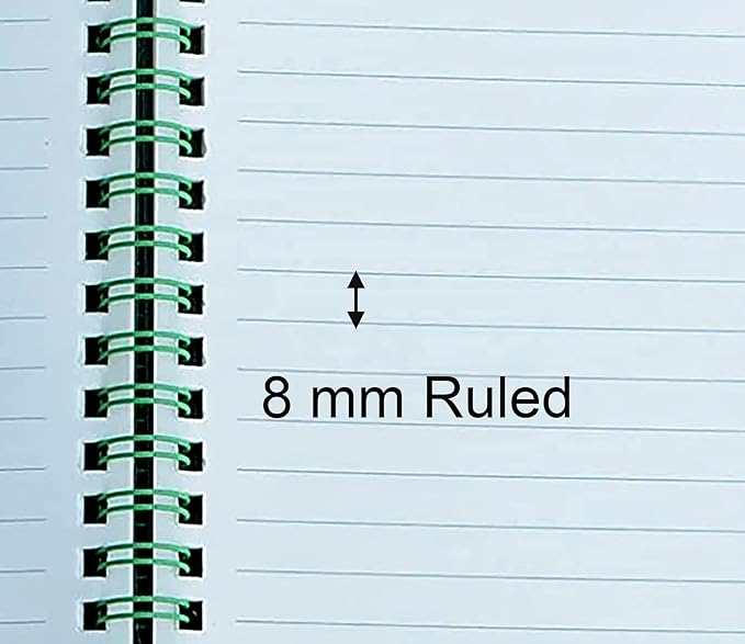 Yansanido Spiral Notebook, 4 Pcs A5 Thick Plastic Dark Green Hardcover 8mm Ruled 80 Sheets -160 Pages Journals for Study and Notes (Ruled-4pcs Dark Green, A5)
