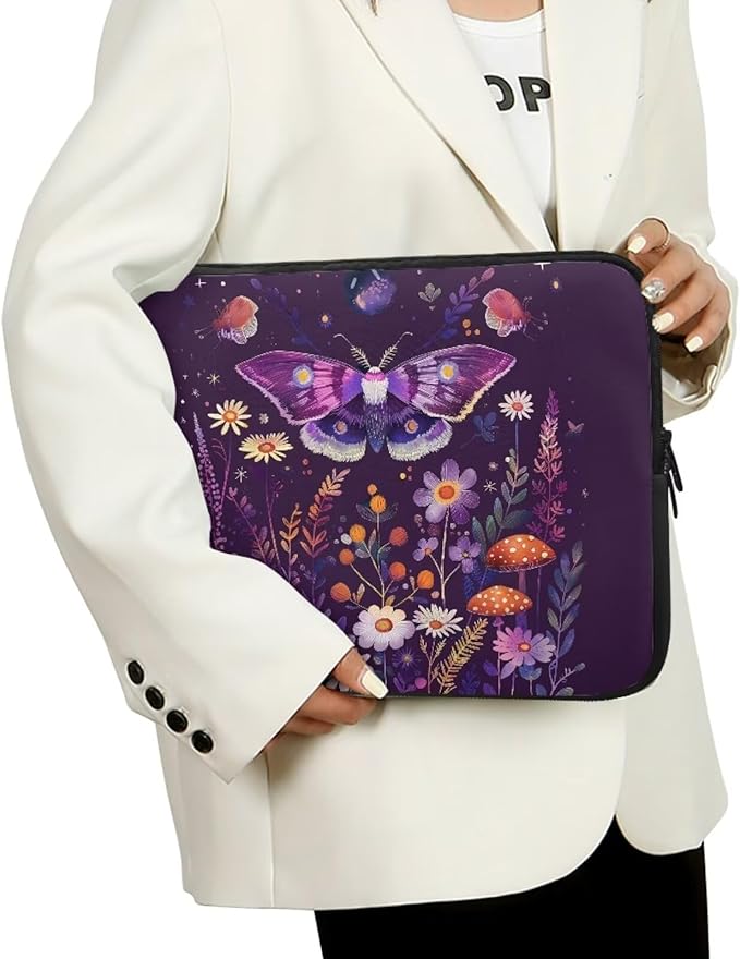 Butterfly Flower Laptop Protective Sleeve for Women Teen Girls 12 inch Laptop Covers with Large Capacity Lap Top Case Lightweight Computer Sleeve Bag Suitable Gifts for Holidays