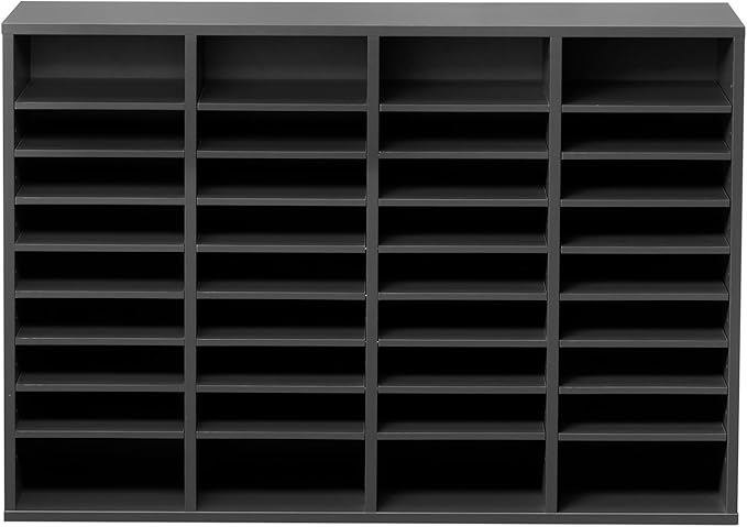 VEVOR Literature Organizer, 36 Compartments Office Mailbox with Adjustable Shelves, Wooden Mailbox Sorter Medium Density Fiberboard Office Home Classroom Storage for Files, Documents, Papers, Grey