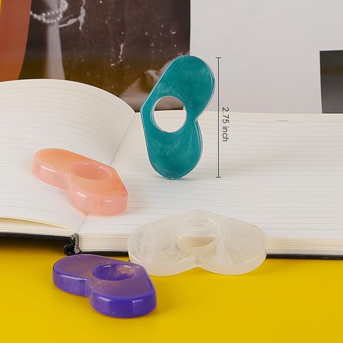 Thumb Page Holder for Reading 2Pack, Starry Sky Thumb Bookmark, Heart-Shaped Book Opener Holder, Book Finger Page Holder, Book Accessories for Reading Lovers(Pink,White)