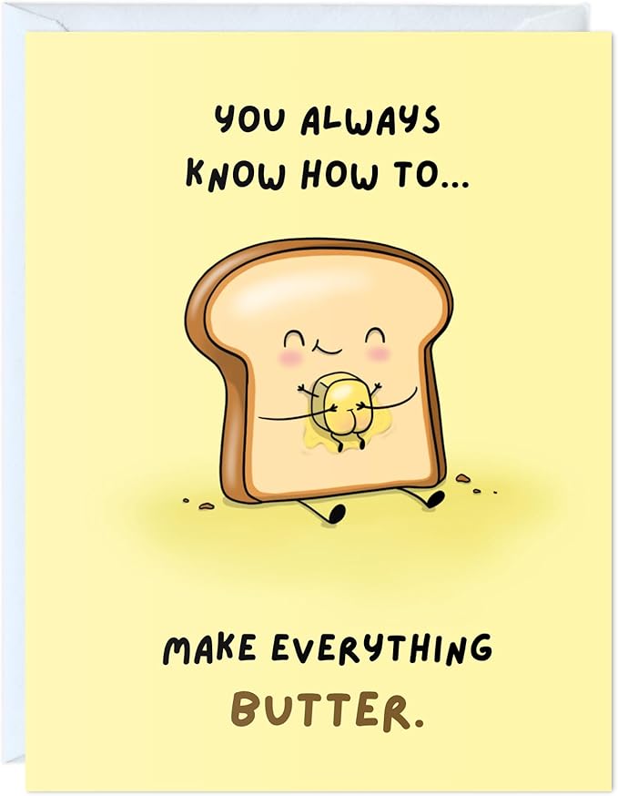 ALY LOU Anniversary Card for Her Him/Girlfriend Wife/Husband Boyfriend, Friendship Thank You Birthday Kawaii Greeting Card (Everything Butter)