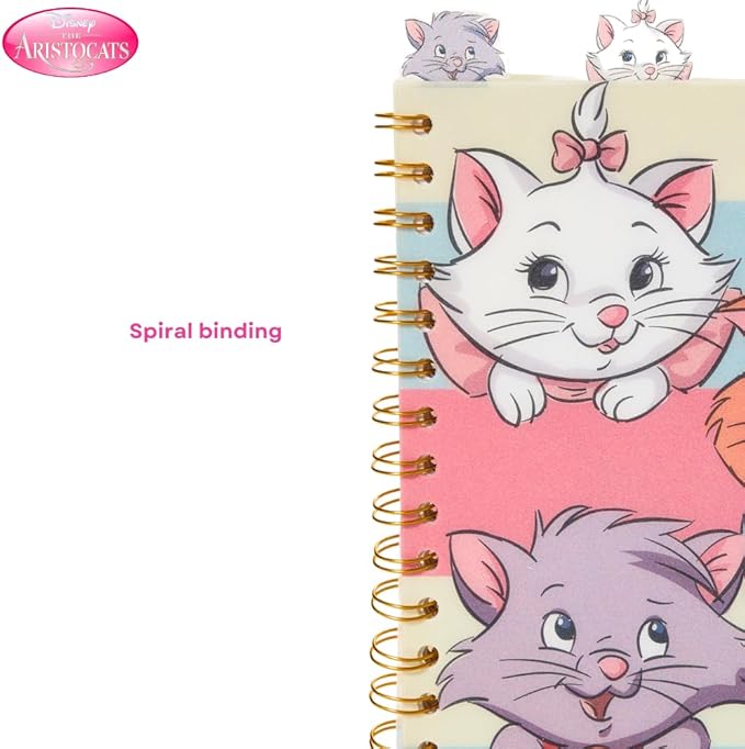 Innovative Designs Disney The Aristocats Tab Journal Notebook for Kids, Spiral Bound, 96 Lined Pages, 8 x 7 inches