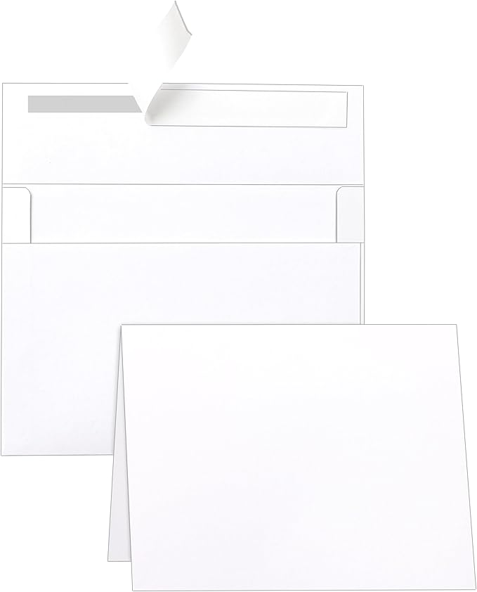 Blank White Greeting Cards and Envelopes 4.25 x 5.5 Heavyweight Folded Cardstock and A2 Envelopes Printable Self Seal 20 Packs for Wedding Invitations, Graduations, Thank You Cards, Mailing