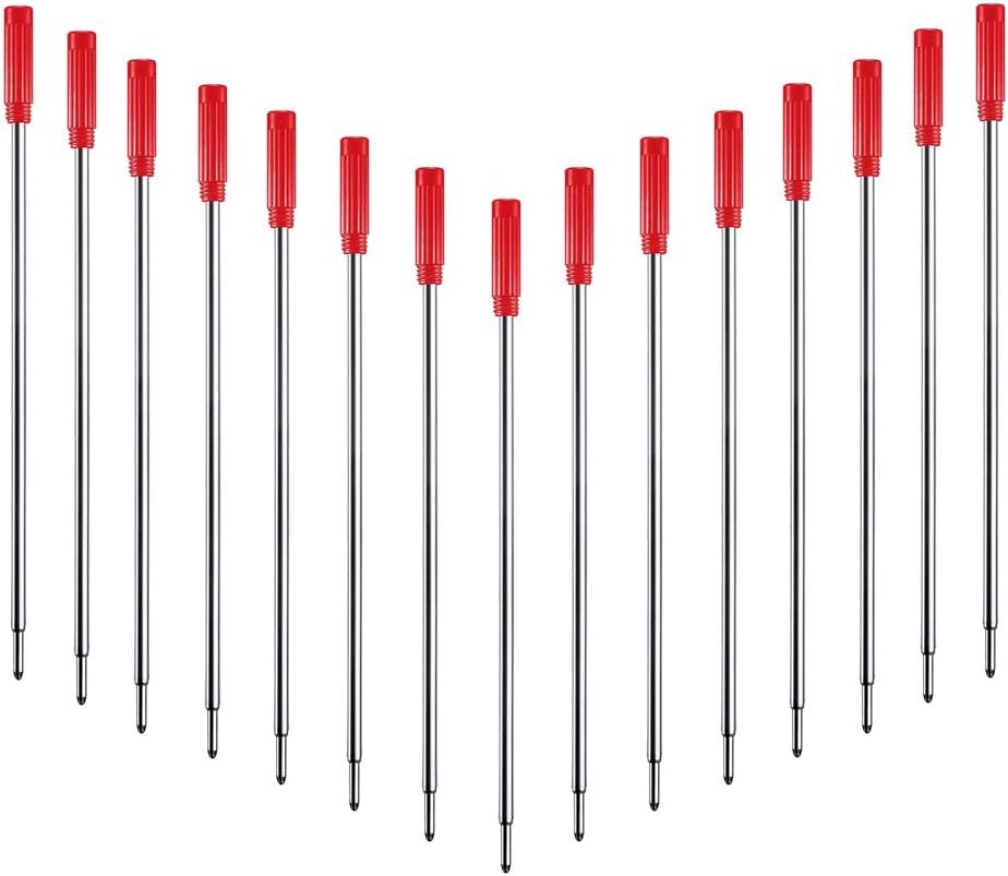 DunBong Red Ink Refill Pack of 5, Replaceable Ballpoint Pen Refills, Medium Point Metal Refill (Red)