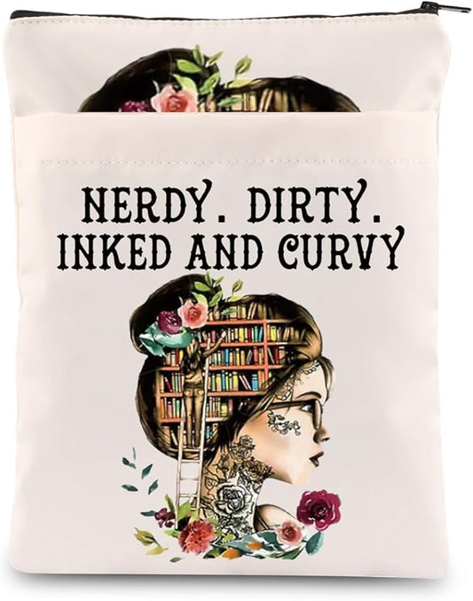 KEYCHIN Reading Lover Book Sleeve Book Club Librarian Gifts Nerdy Dirty Inked And Curvy Book Cover Book Lover Gifts Book Covers For Paperback (Nerdy Dirty BS)
