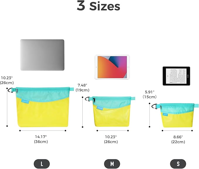 pack all Water-resistant Material Zipper Pouch, Mesh Zipper Bag for Storage, Travel, Office (Small, Yellow)