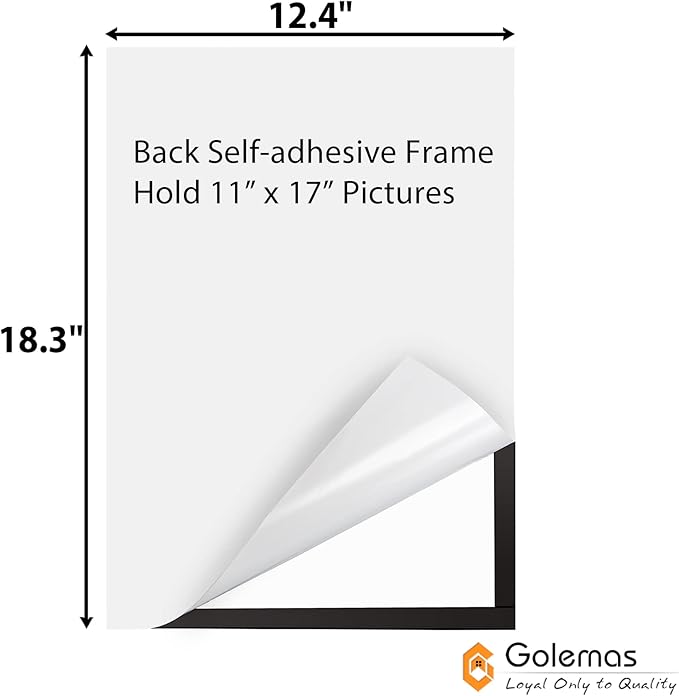 Magnetic Sign Holder, 11 x 17 Wall Mount Self Adhesive Document Display Frames, Double Sided Display for Glass Window (Black, 10pack)