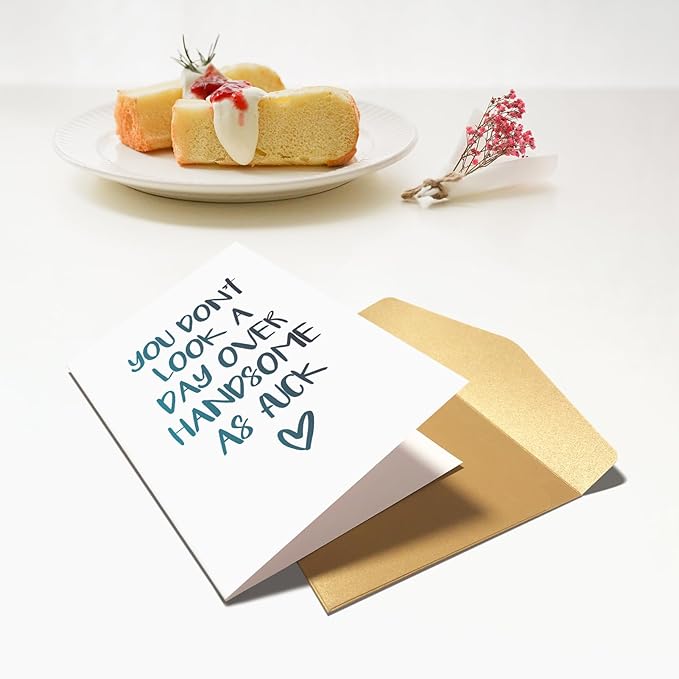 Chenive Funny Birthday Card for Him, Humorous Birthday Card Husband Boyfriend, Birthday Card for Brother Friend Dad Uncle Coworker, You Don't Look A Day Over Handsome As F*ck
