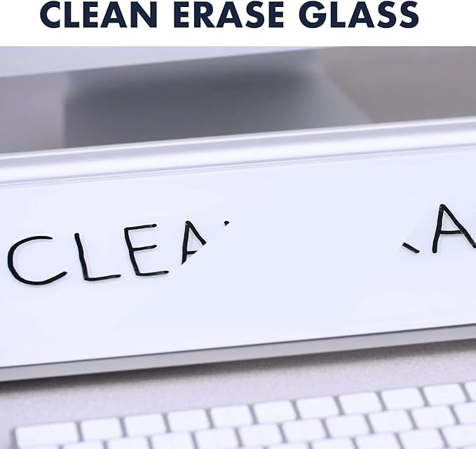 Quartet Glass Dry Erase White Board, Desktop Computer Pad for Notetaking, 18" x 6" Whiteboard, Clean Erase Surface with Storage, 1 Dry Erase Marker, White Surface (GDP186)