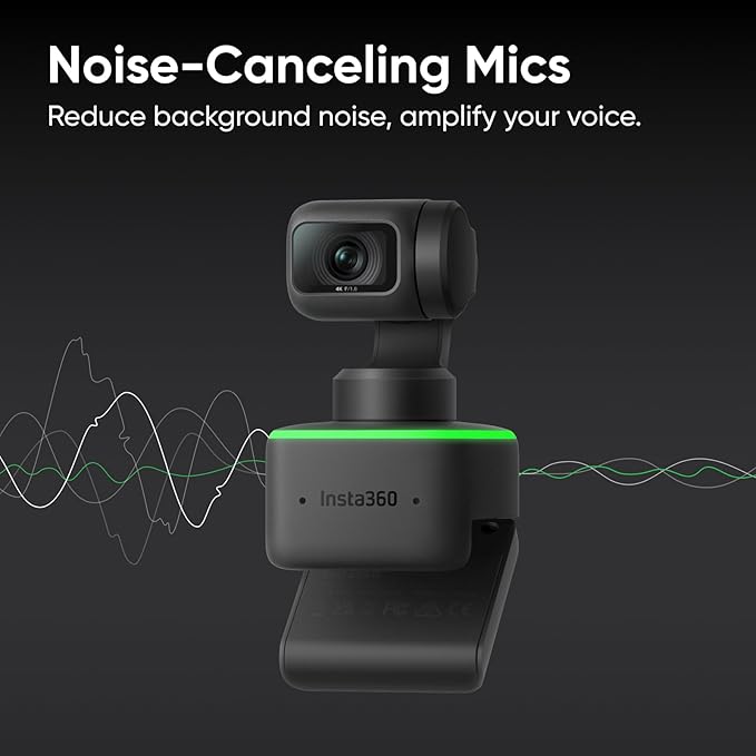 Insta360 Link - PTZ 4K Webcam with 1/2" Sensor, AI Tracking, Gesture Control, HDR, Noise-Canceling Microphones, Specialized Modes, Webcam for Laptop, Video Camera for Video Calls, Live Streaming