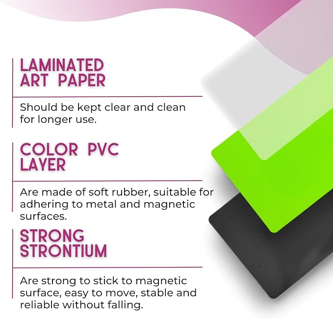 Availey 40 Pieces (4 x 1.8") - Full Colored Magnetic Dry Erase Labels - Reusable Strips for Classroom Home Office Garage Refrigerator Blank Writable Erasable Cards Name Tags Students Locker Shelf