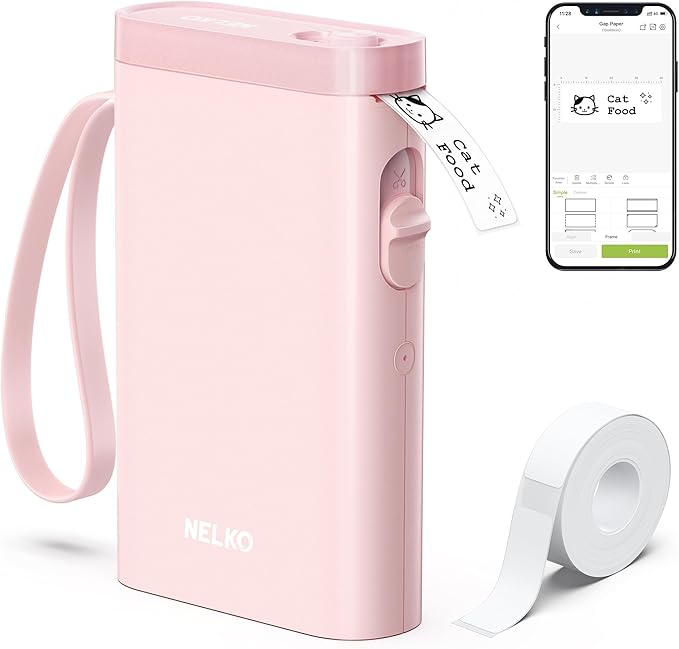 Nelko Label Maker Machine with Tape, P21 Bluetooth Label Printer, Wireless Mini Label Makers with Multiple Templates for Organizing Office Home, Pink